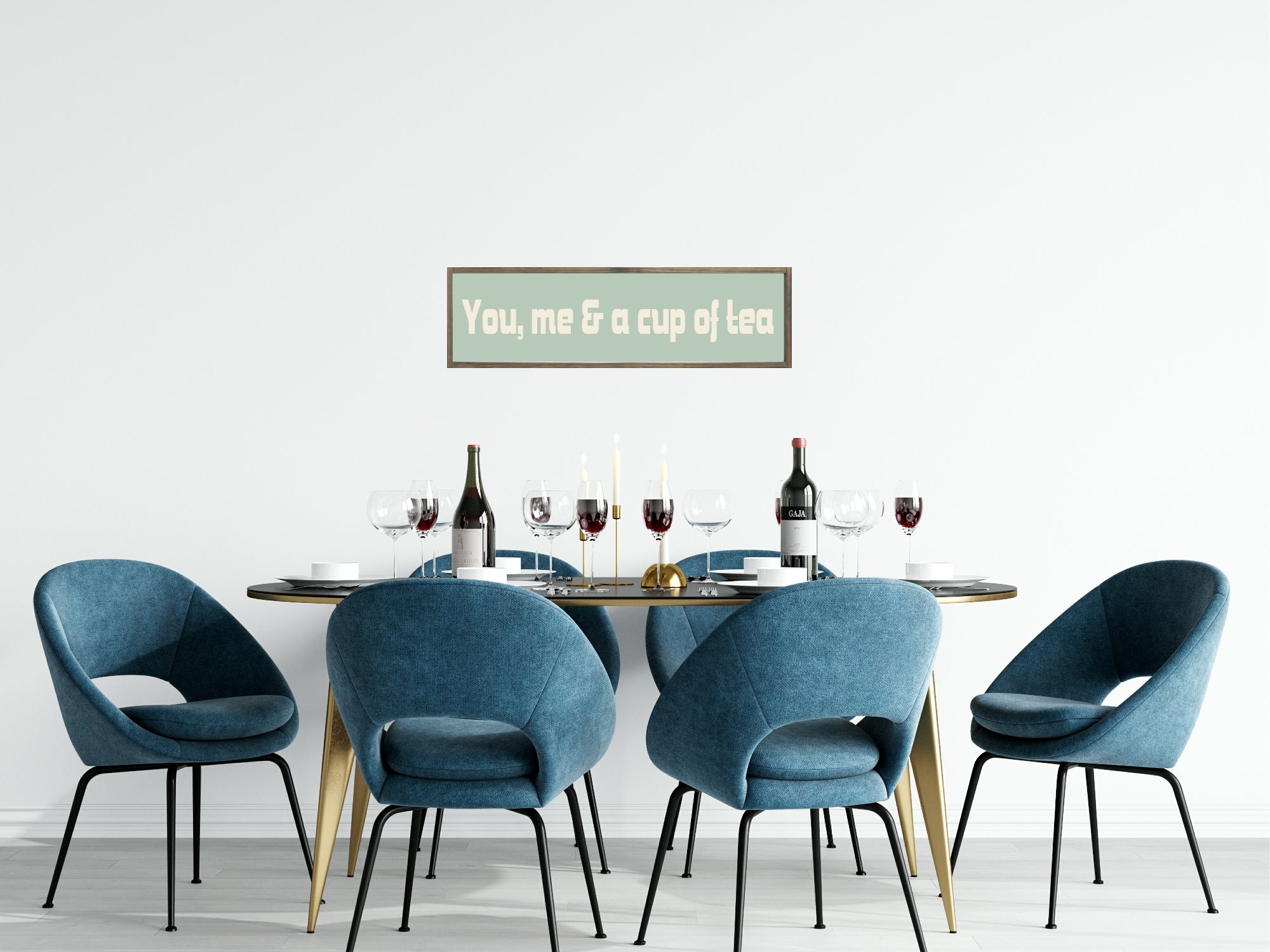 You, Me & A Cup Of Tea Print | Panoramic Kitchen Sign | Colour Options