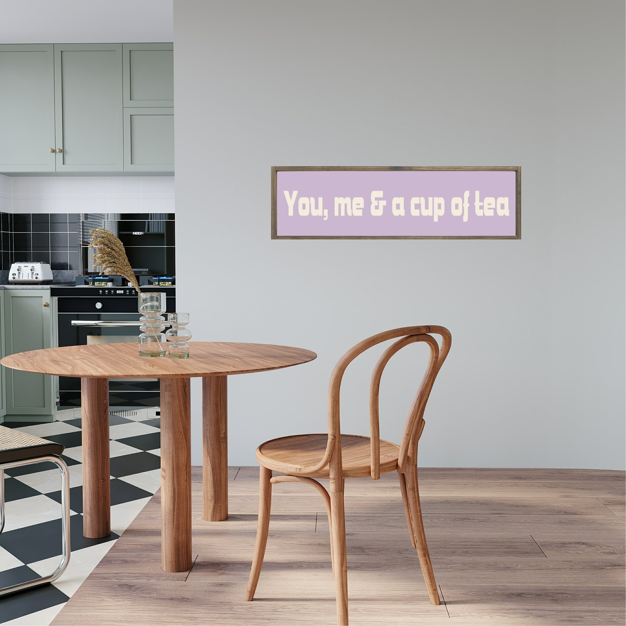 You, Me & A Cup Of Tea Print | Panoramic Kitchen Sign | Colour Options