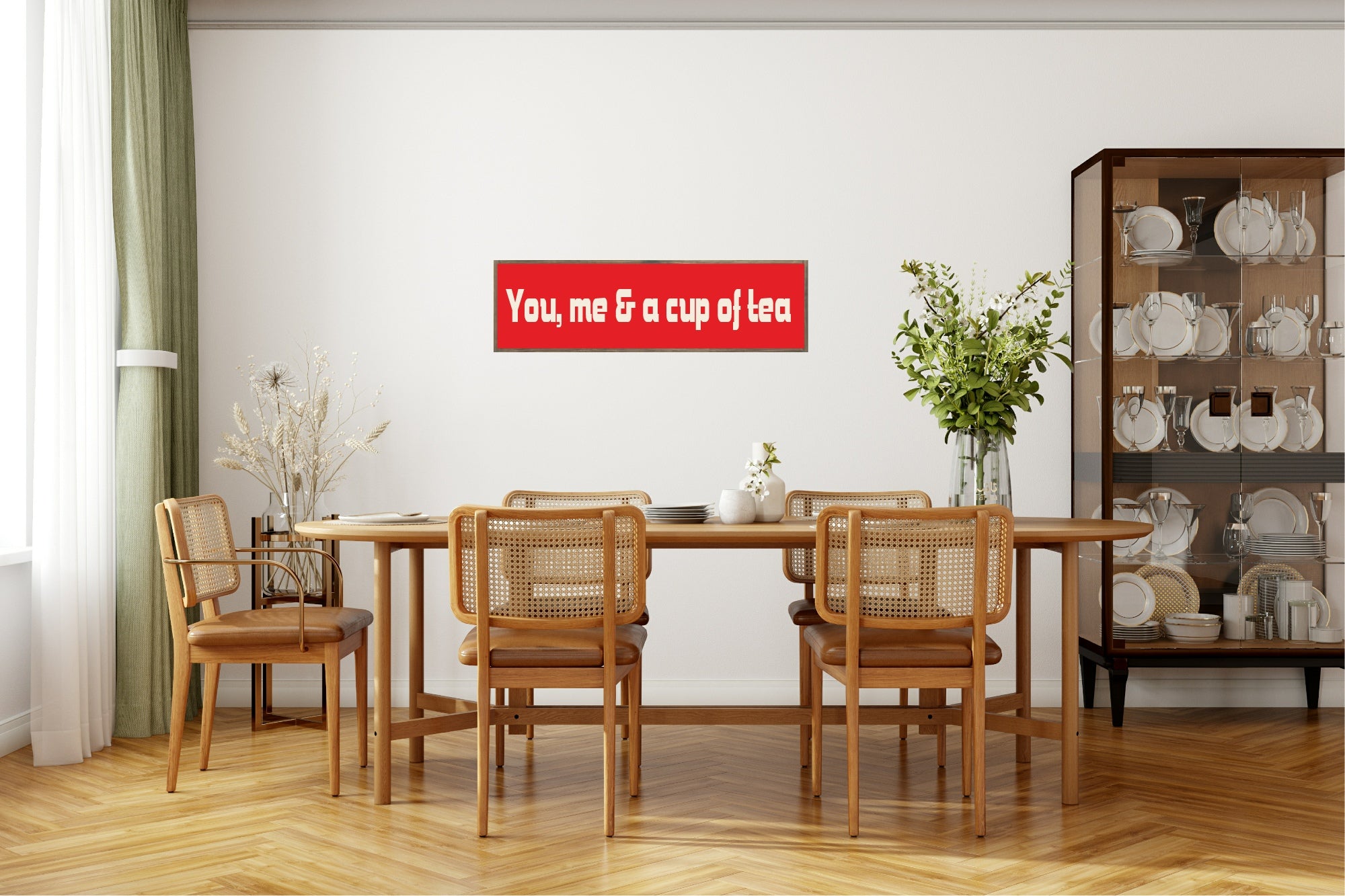 You, Me & A Cup Of Tea Print | Panoramic Kitchen Sign | Colour Options