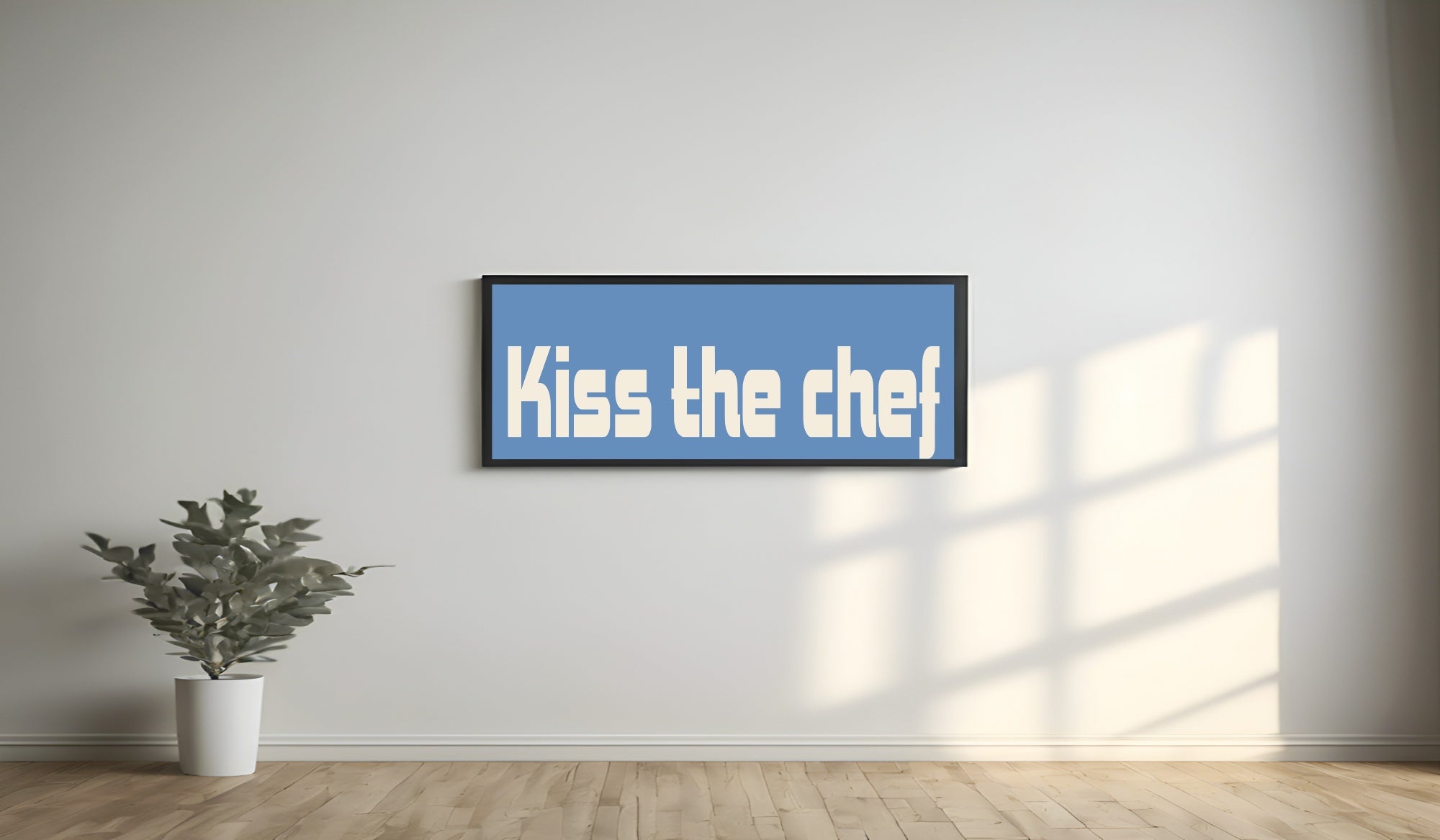 Kiss The Chef Print | Panoramic Kitchen Sign | Colour Options