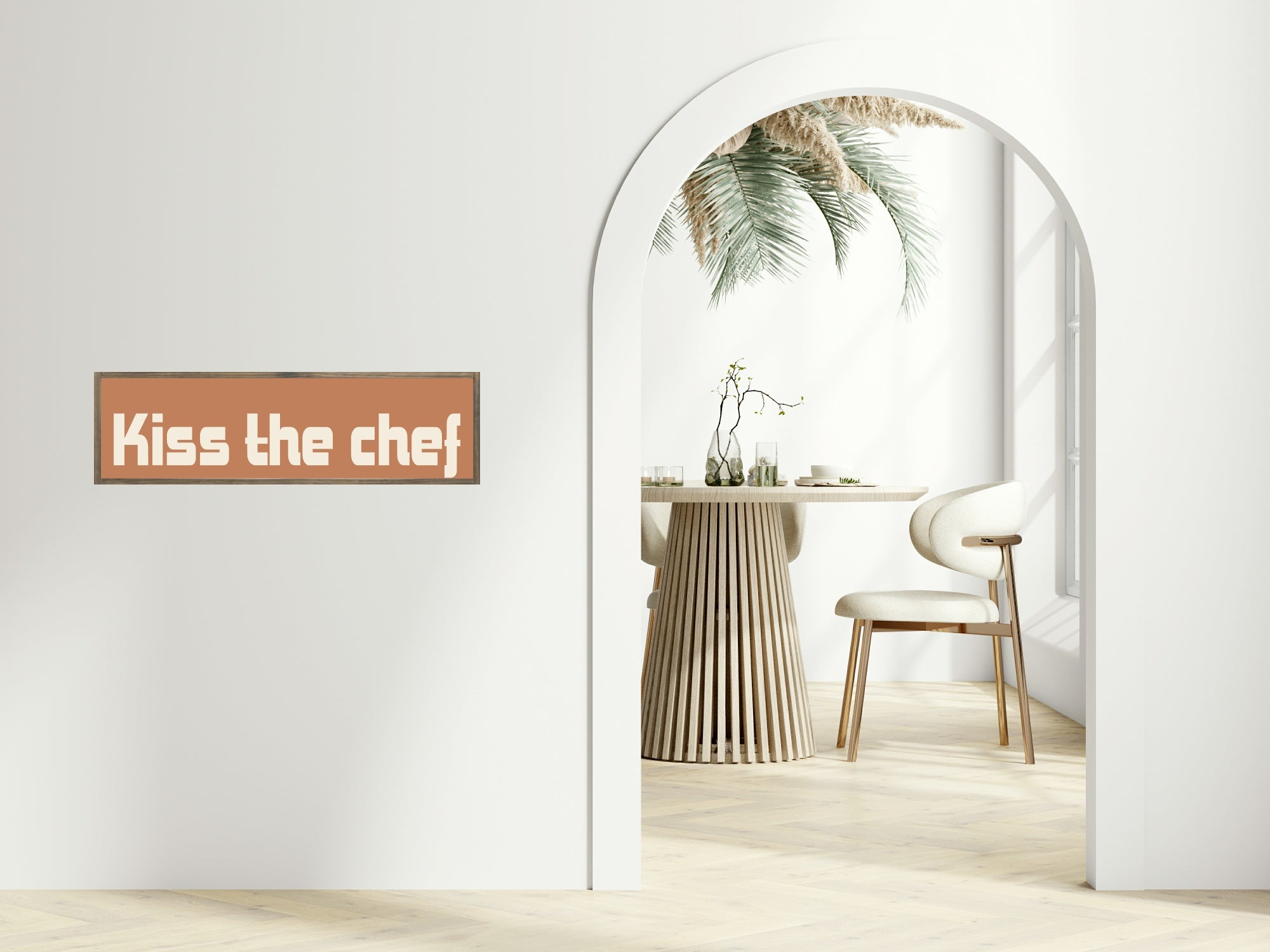 Kiss The Chef Print | Panoramic Kitchen Sign | Colour Options