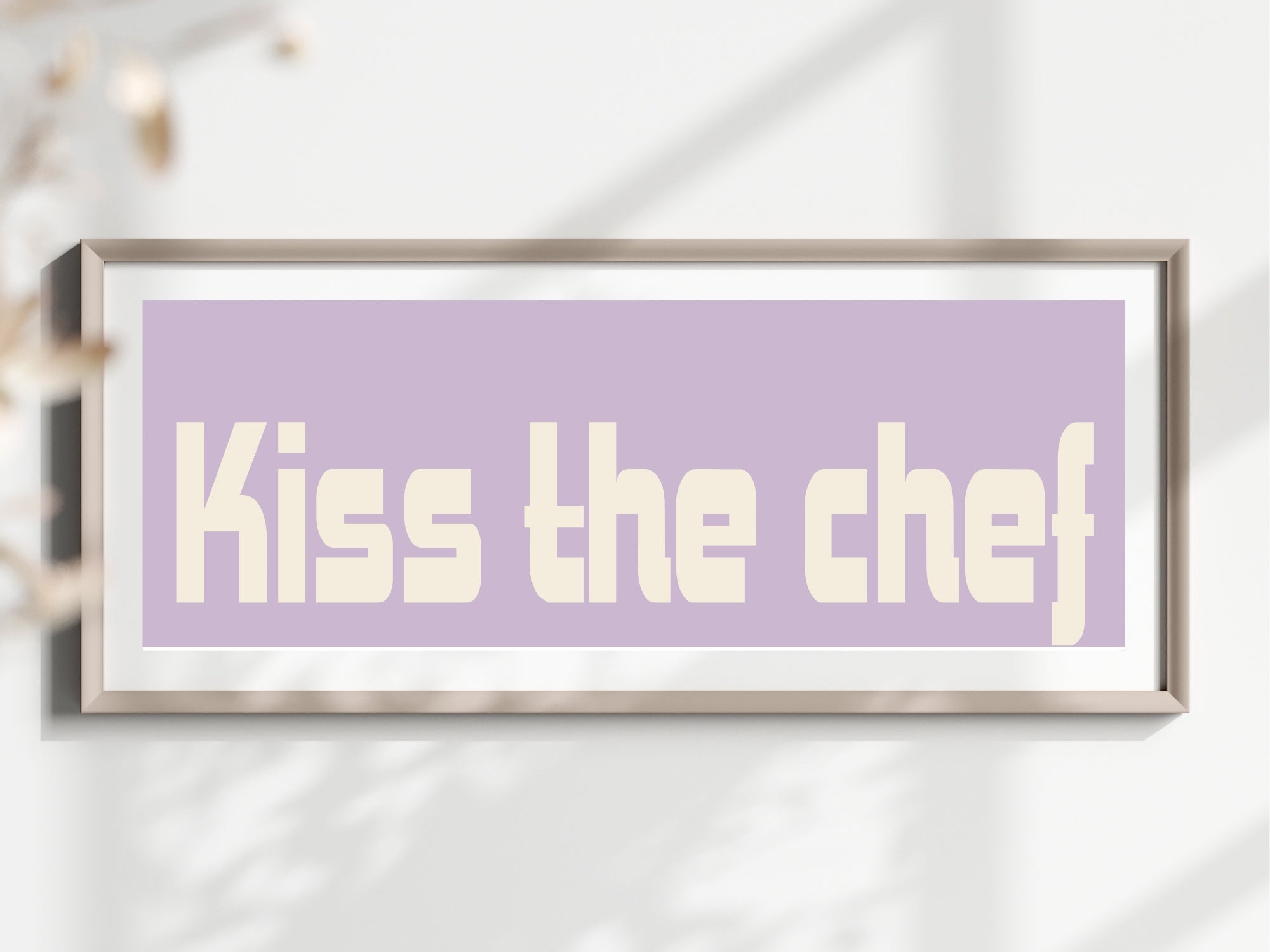 Kiss The Chef Print | Panoramic Kitchen Sign | Colour Options