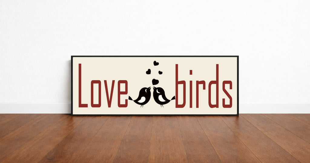 Love Birds Panoramic Sign | Romantic 16"x5" Print