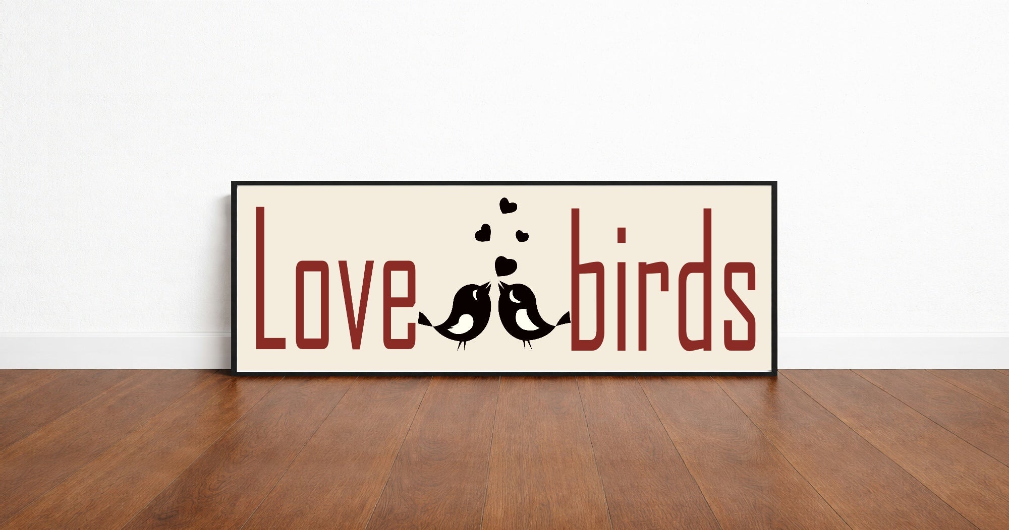 Love Birds Panoramic Sign | Romantic 16"x5" Print