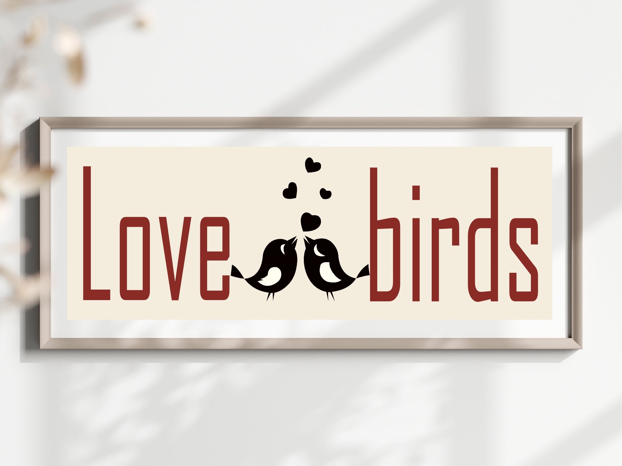 Love Birds Panoramic Sign | Romantic 16"x5" Print