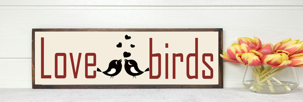 Love Birds Panoramic Sign | Romantic 16"x5" Print