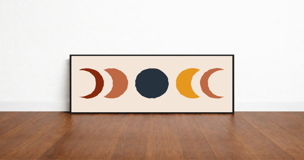 Moon Cycle Panoramic Sign | 16"x5" Wall Art Print
