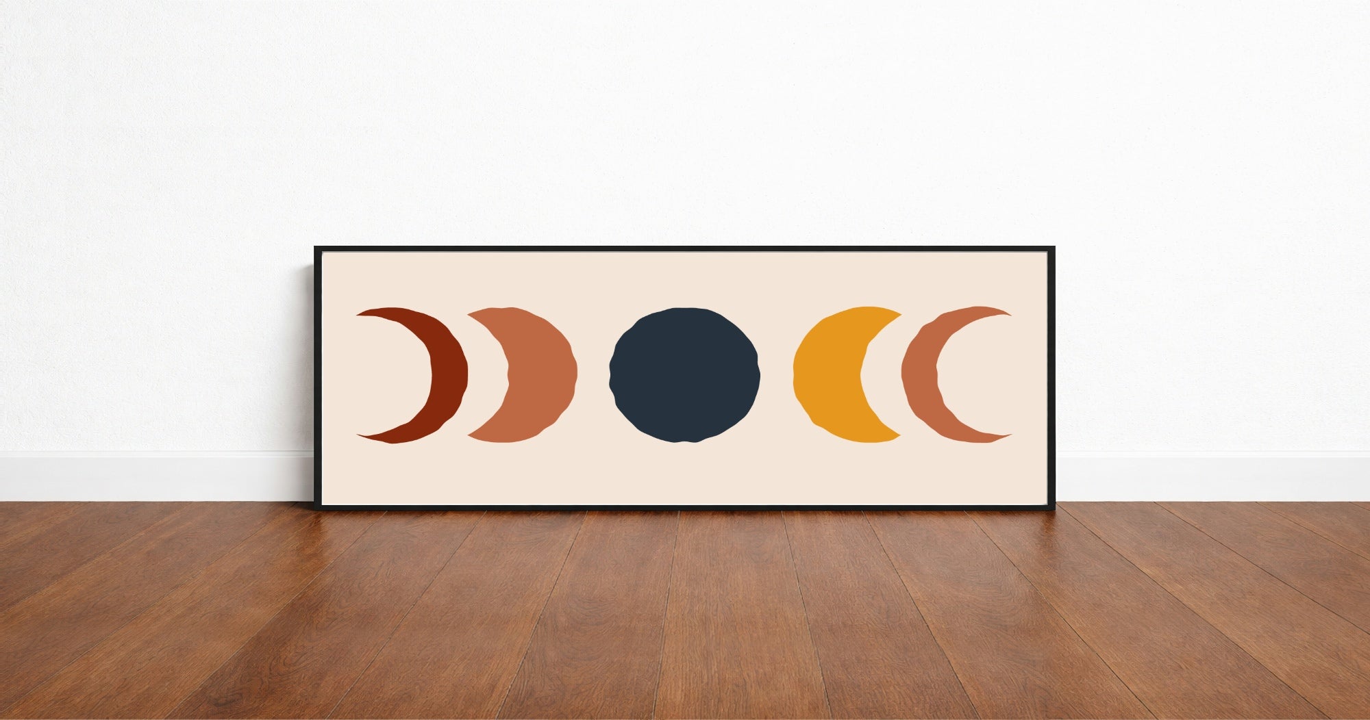 Moon Cycle Panoramic Sign | 16"x5" Wall Art Print