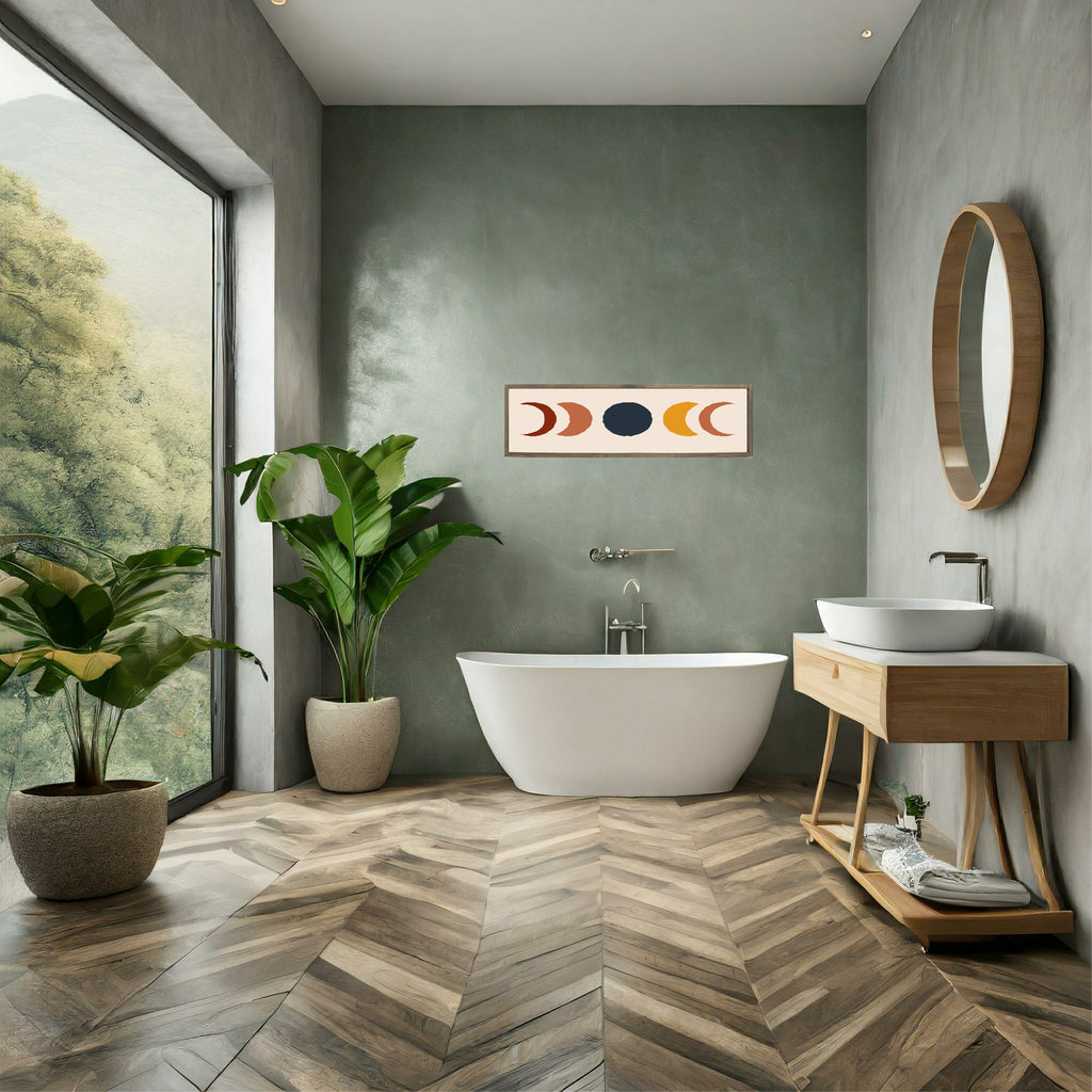 Moon Cycle Panoramic Sign | 16"x5" Wall Art Print