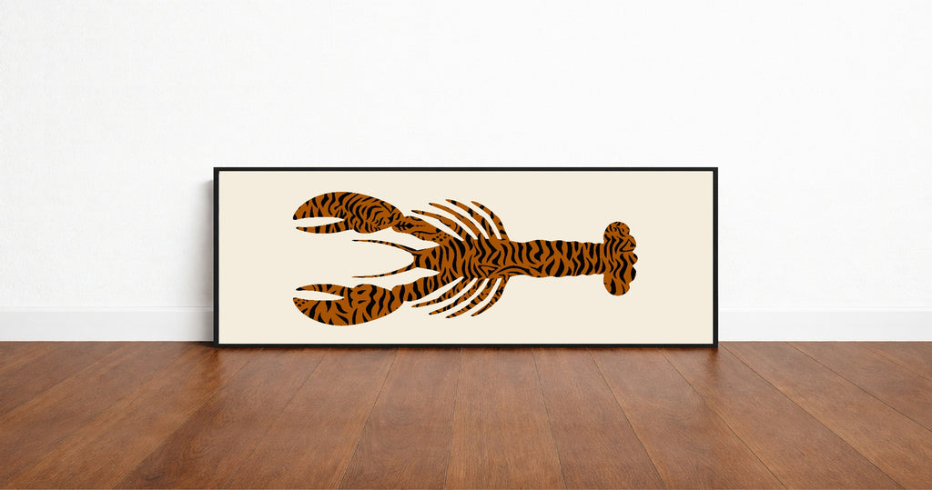 Leopard Print Lobster Panoramic Sign | 16"x5" Wall Art Print