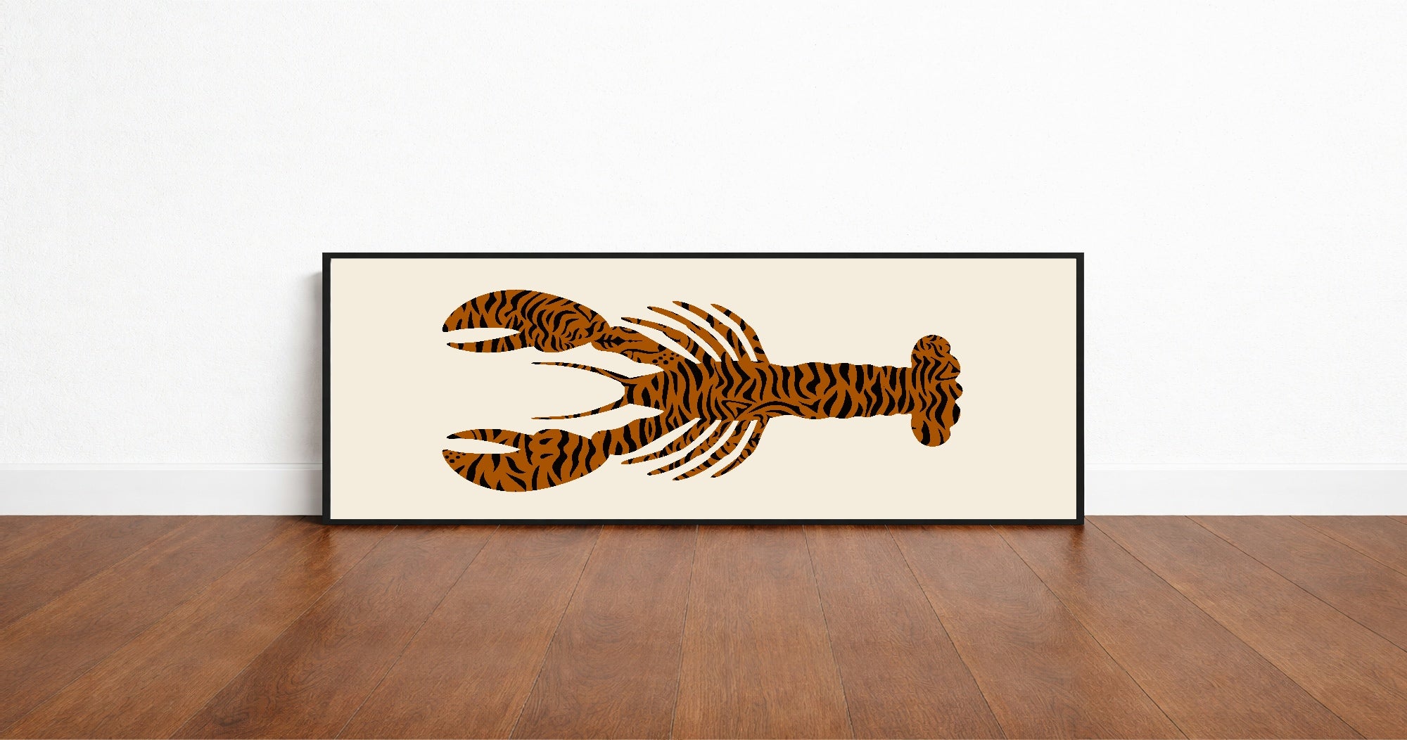 Leopard Print Lobster Panoramic Sign | 16"x5" Wall Art Print