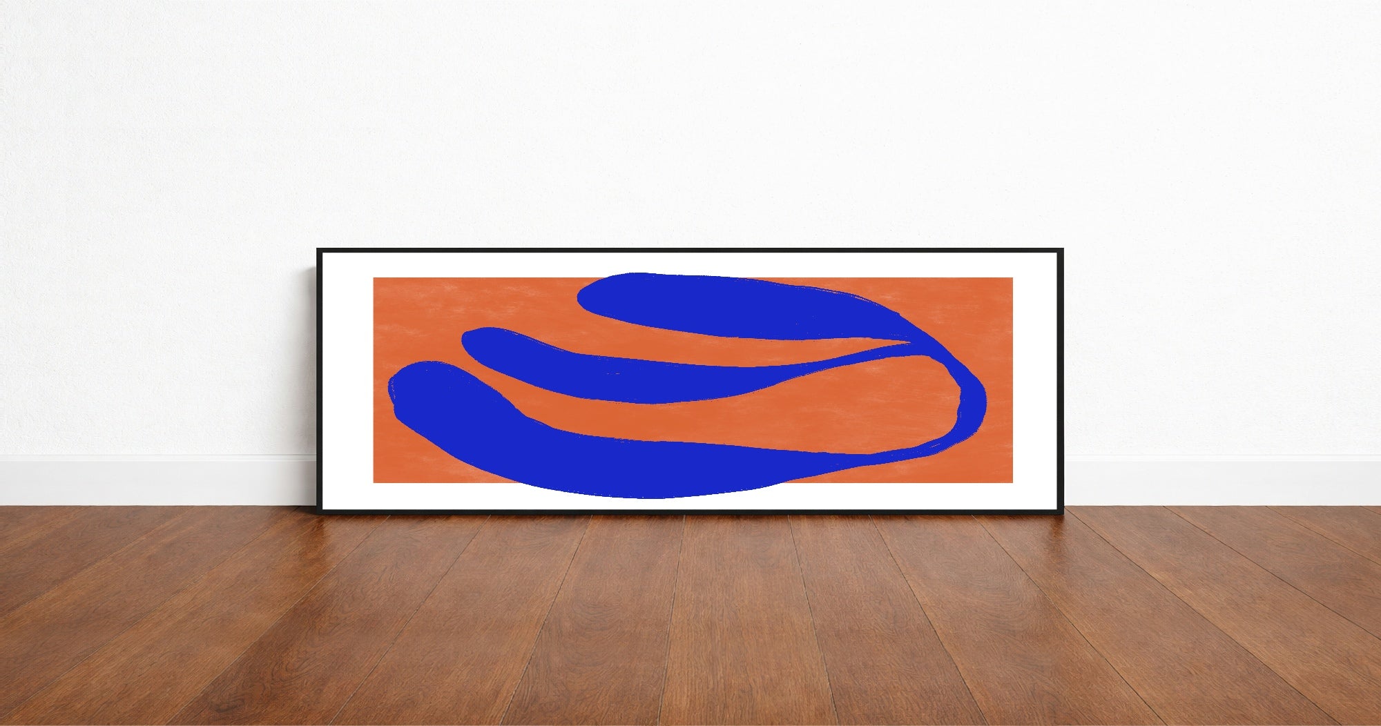 Orange & Blue Abstract Panoramic Sign | 16"x5" Wall Art Print