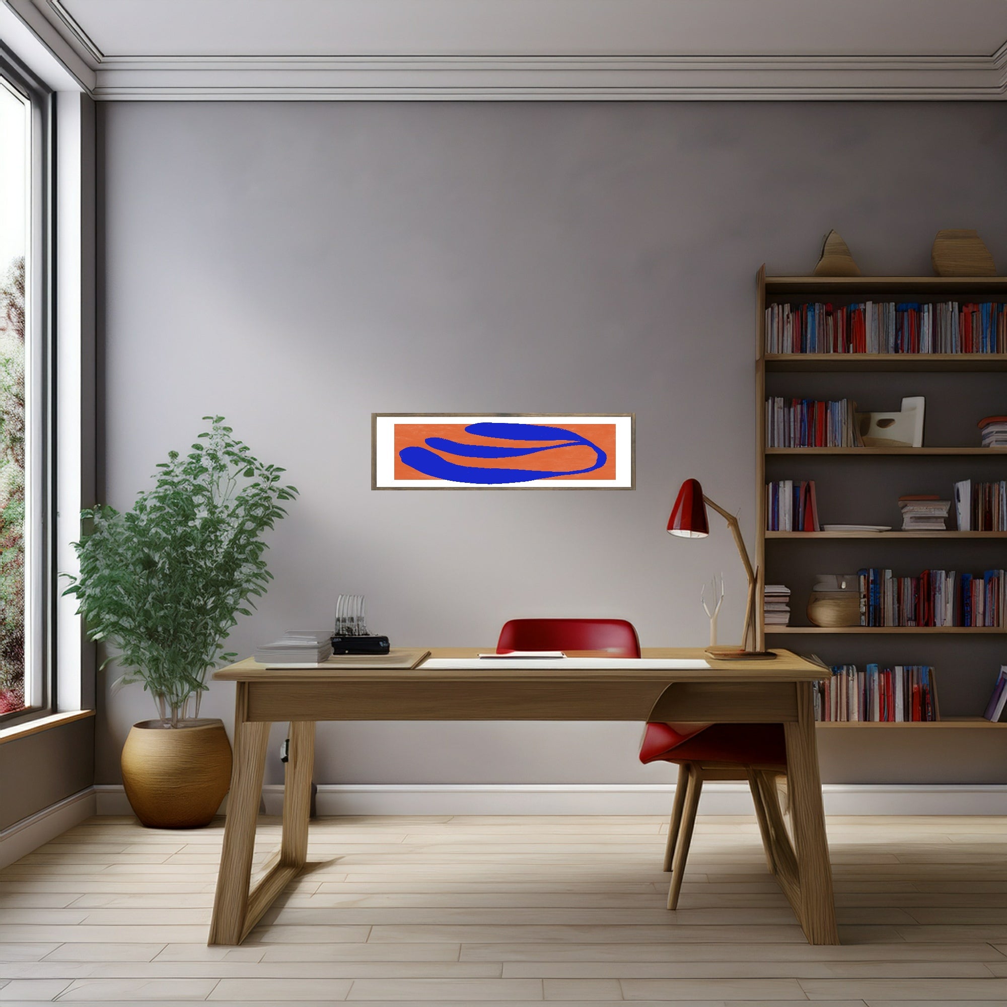 Orange & Blue Abstract Panoramic Sign | 16"x5" Wall Art Print
