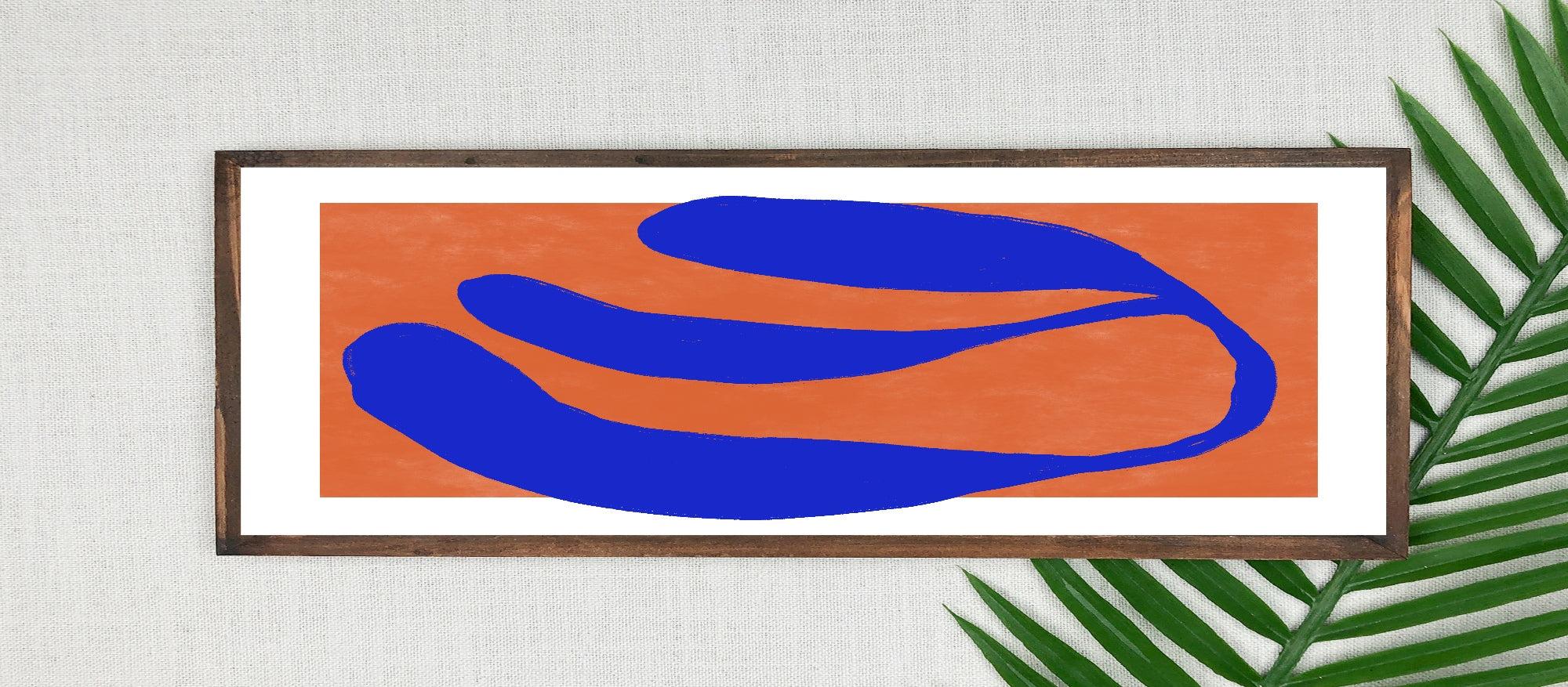 Orange & Blue Abstract Panoramic Sign | 16"x5" Wall Art Print