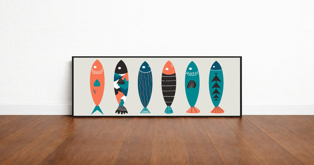 Fishes Panoramic Sign | 16"x5" Wall Art Print