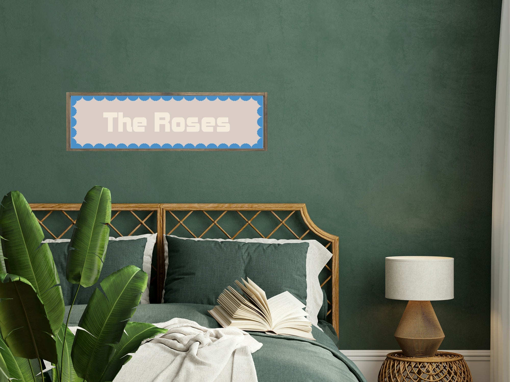 Custom Blue Scalloped Border Panoramic Print | 16"x5" Sign | Numerous Colour Options
