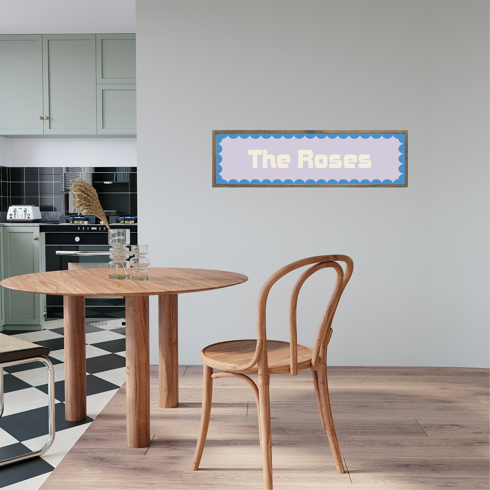 Custom Blue Scalloped Border Panoramic Print | 16"x5" Sign | Numerous Colour Options