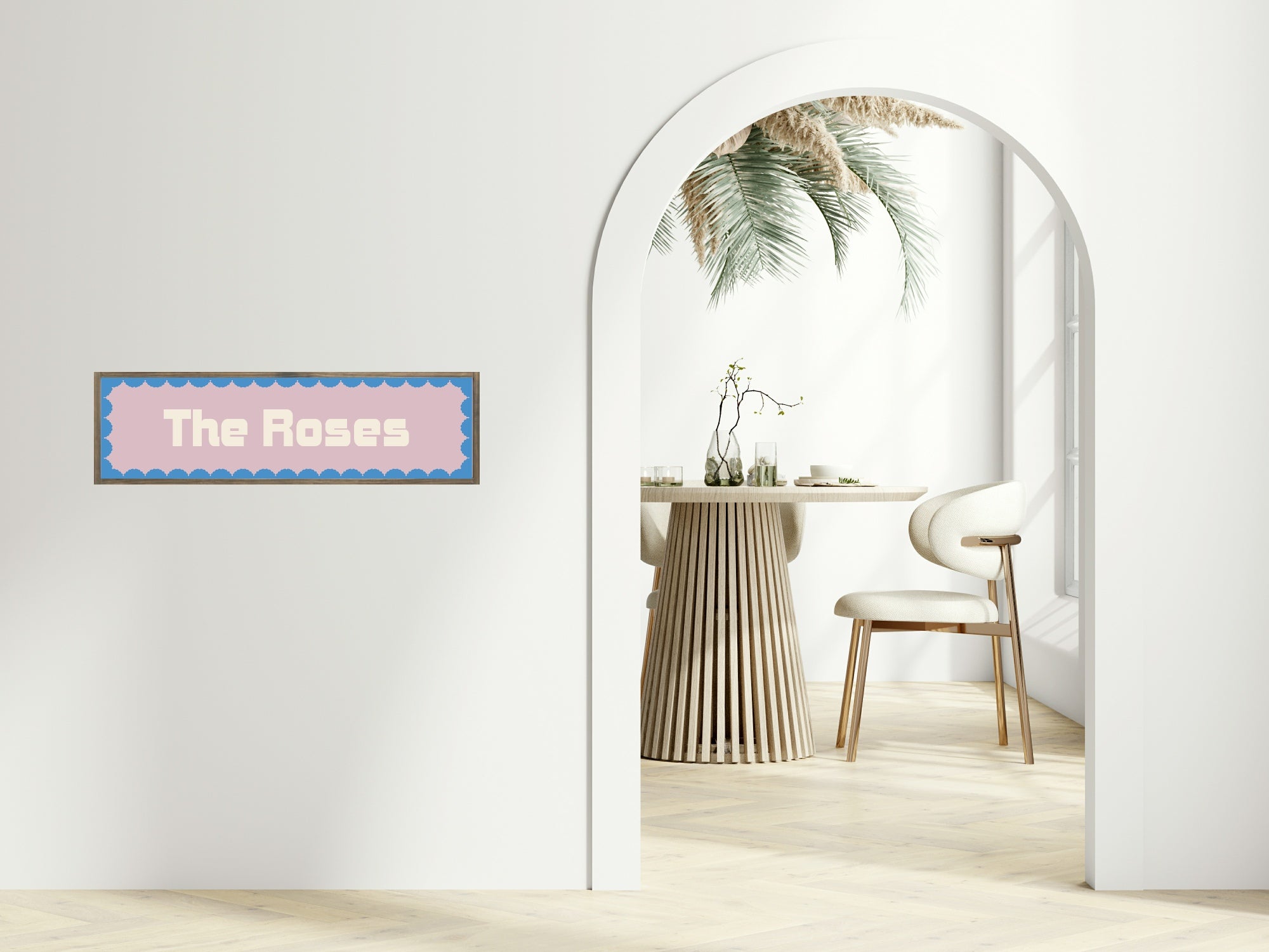 Custom Blue Scalloped Border Panoramic Print | 16"x5" Sign | Numerous Colour Options