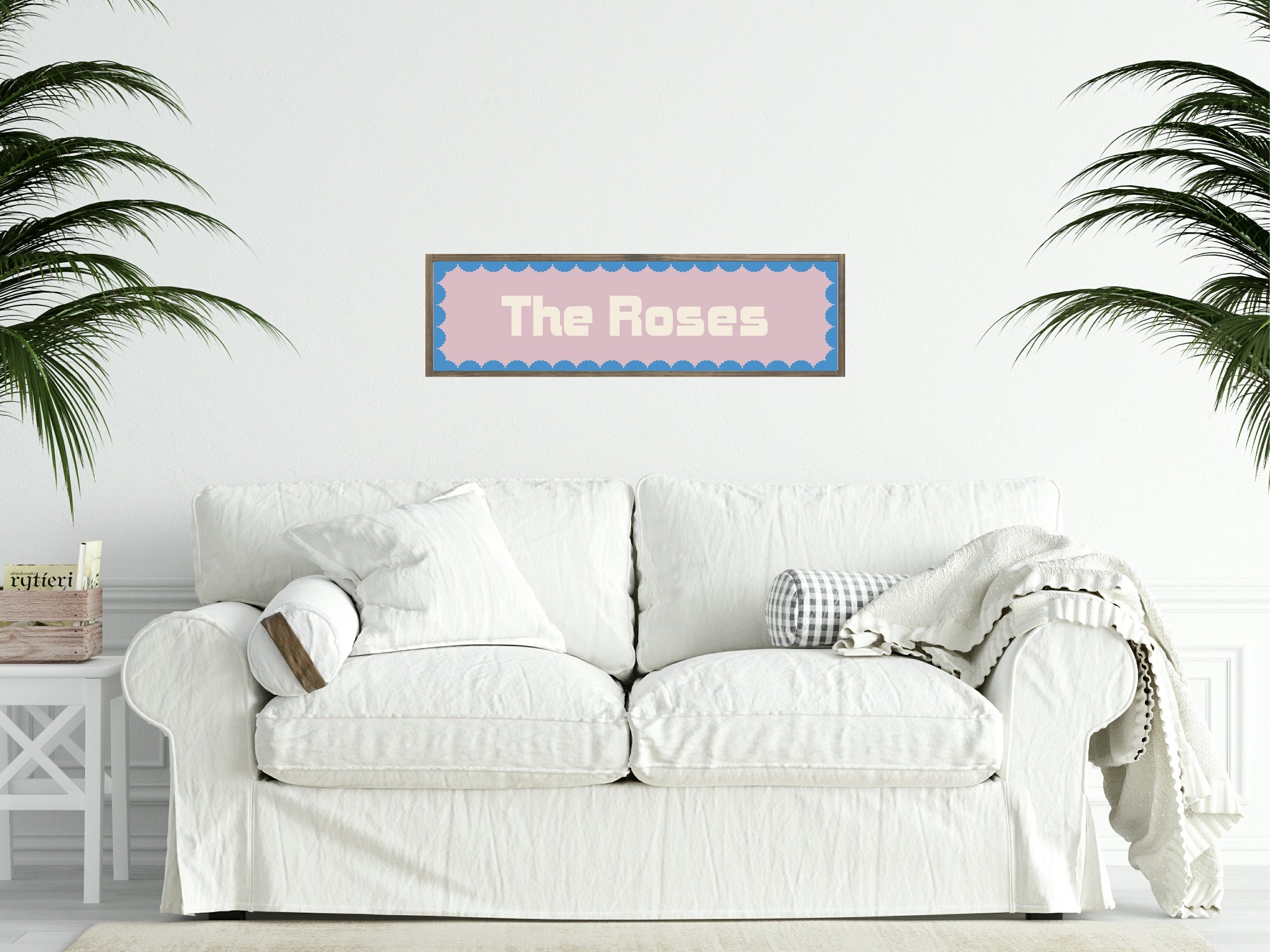 Custom Blue Scalloped Border Panoramic Print | 16"x5" Sign | Numerous Colour Options