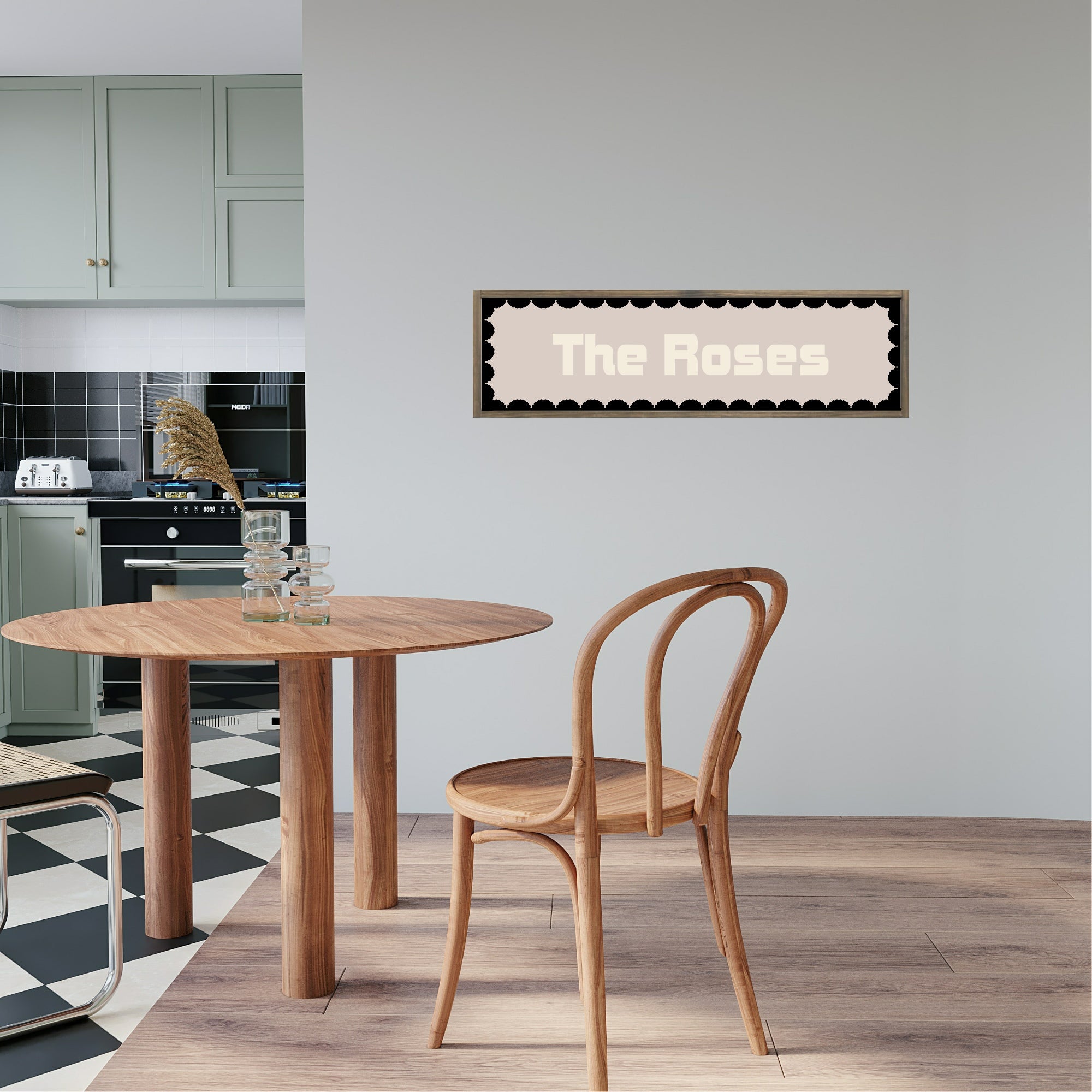 Custom Black Scalloped Border Panoramic Print | 16"x5" Sign | Numerous Colour Options