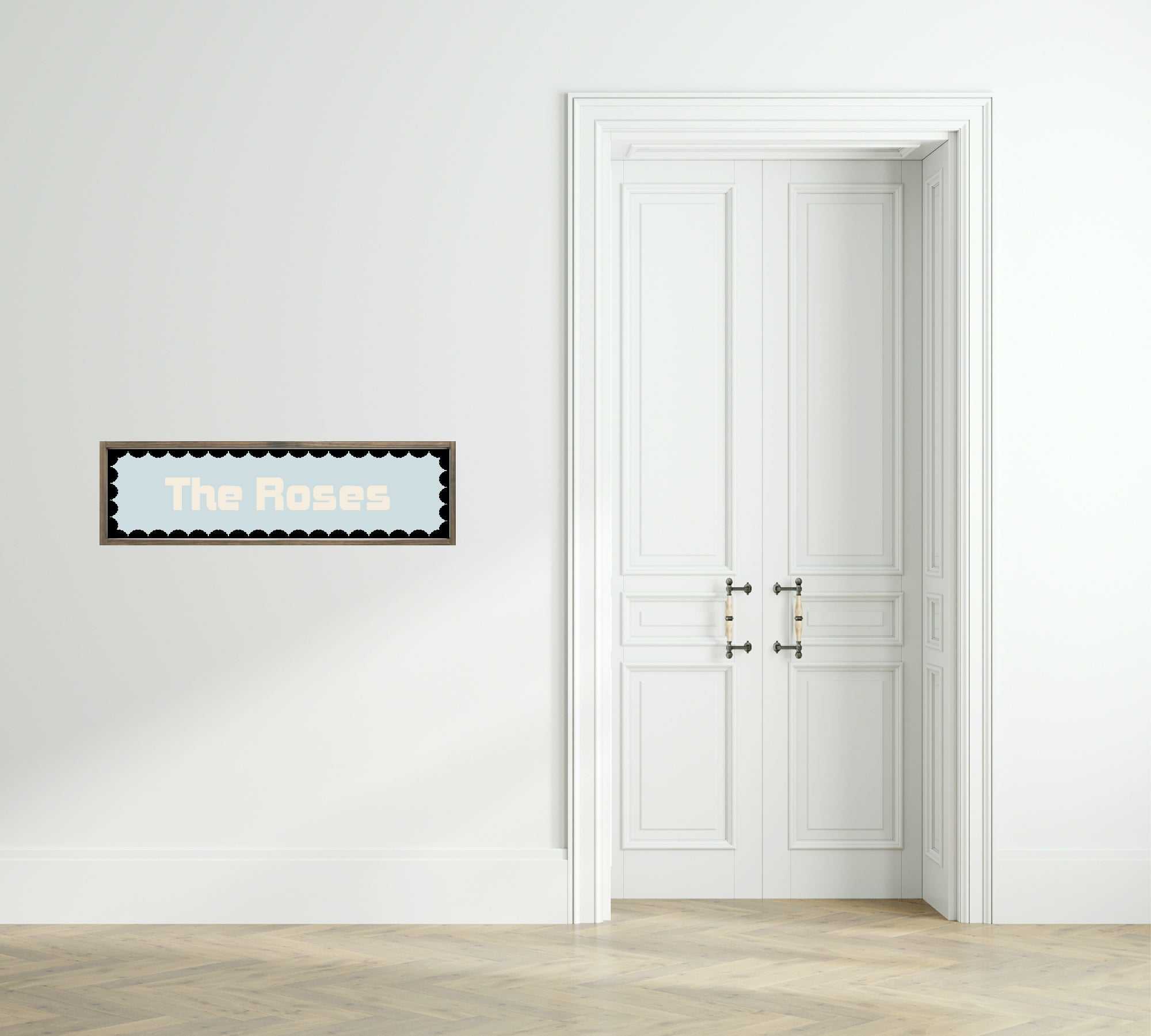 Custom Black Scalloped Border Panoramic Print | 16"x5" Sign | Numerous Colour Options