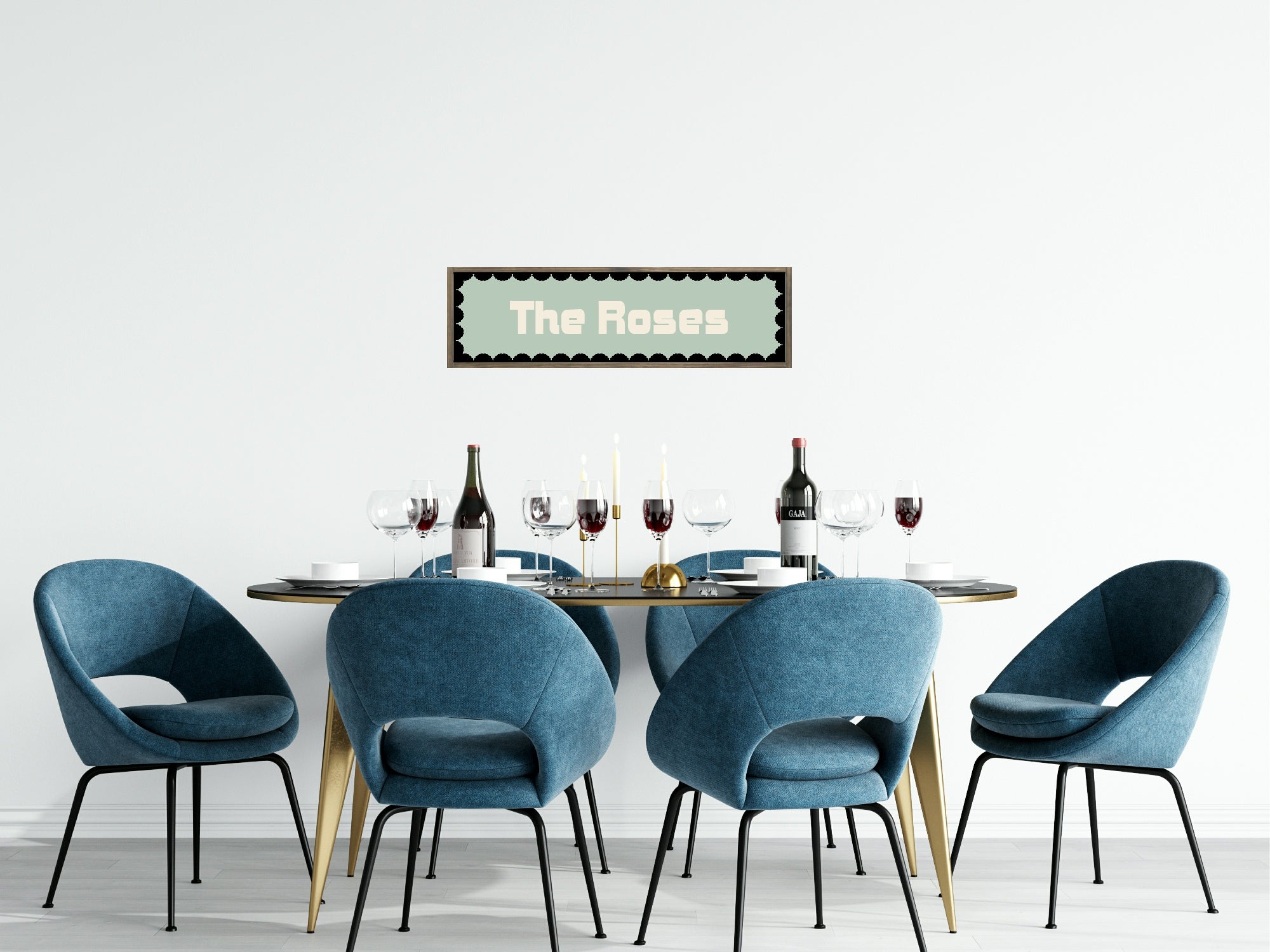 Custom Black Scalloped Border Panoramic Print | 16"x5" Sign | Numerous Colour Options