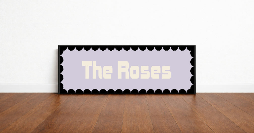 Custom Black Scalloped Border Panoramic Print | 16"x5" Sign | Numerous Colour Options