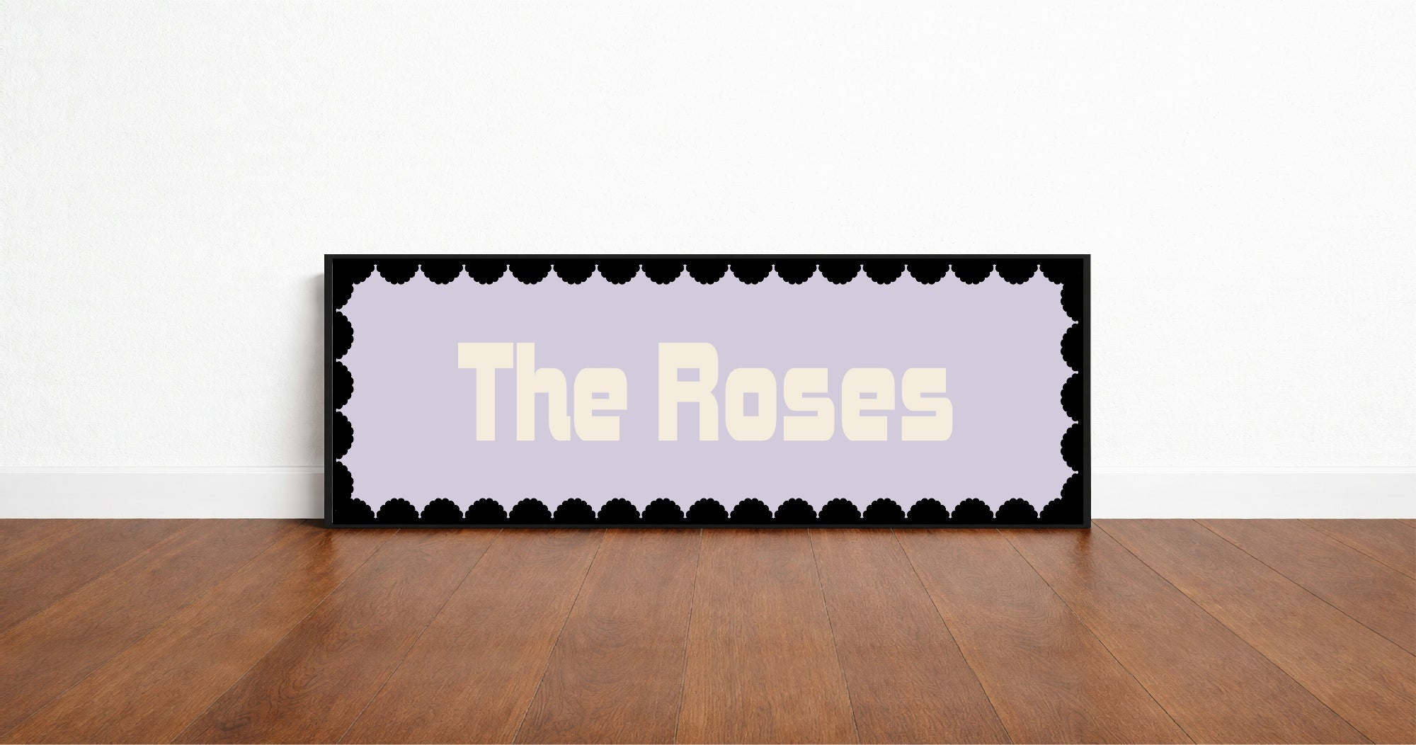 Custom Black Scalloped Border Panoramic Print | 16"x5" Sign | Numerous Colour Options