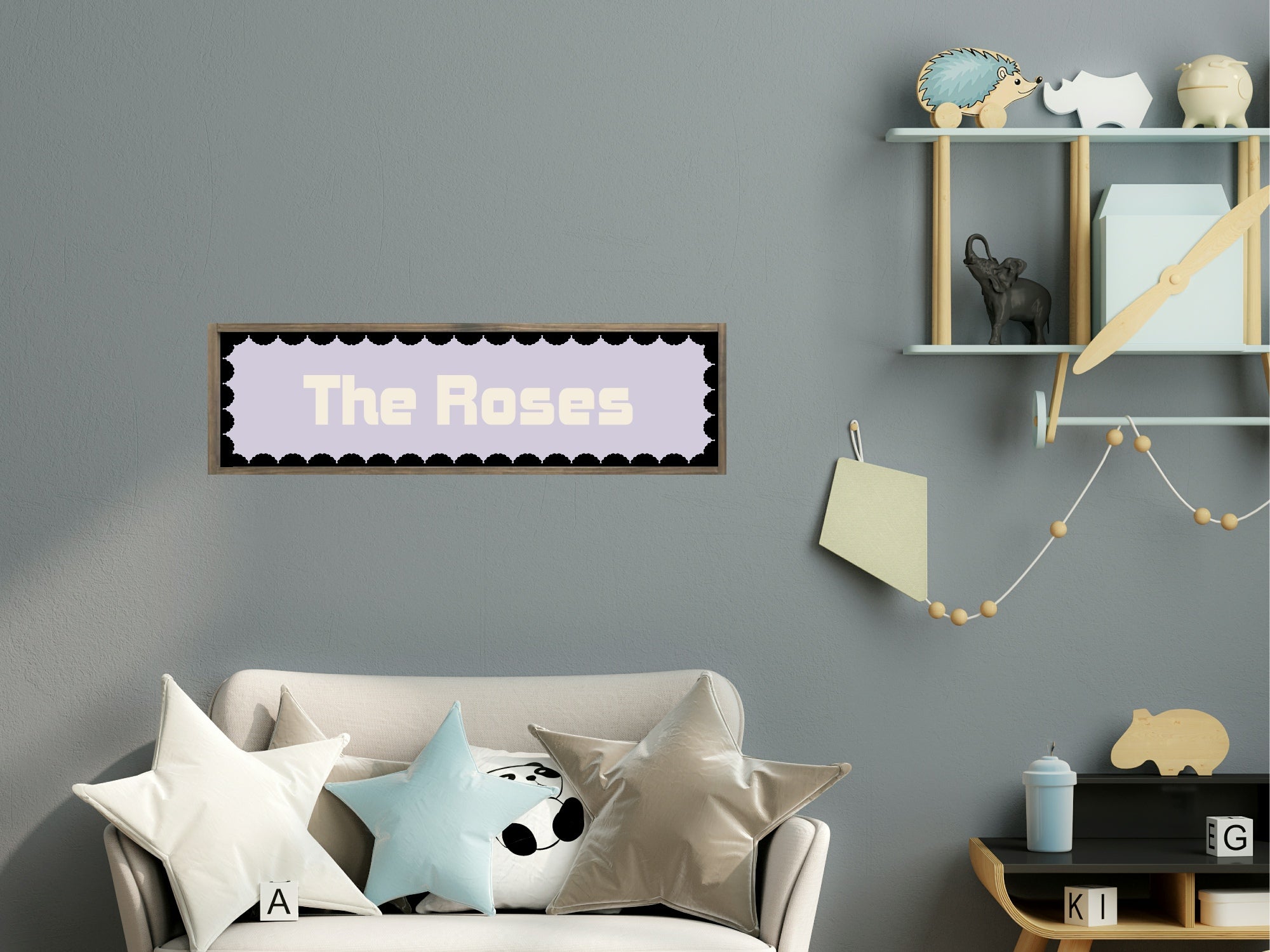 Custom Black Scalloped Border Panoramic Print | 16"x5" Sign | Numerous Colour Options