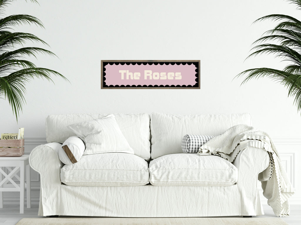 Custom Black Scalloped Border Panoramic Print | 16"x5" Sign | Numerous Colour Options