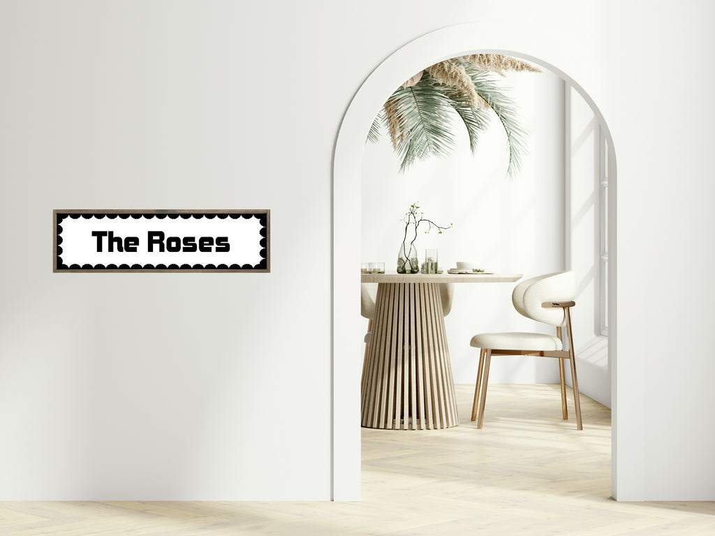 Custom Black Scalloped Border Panoramic Print | 16"x5" Sign | Numerous Colour Options