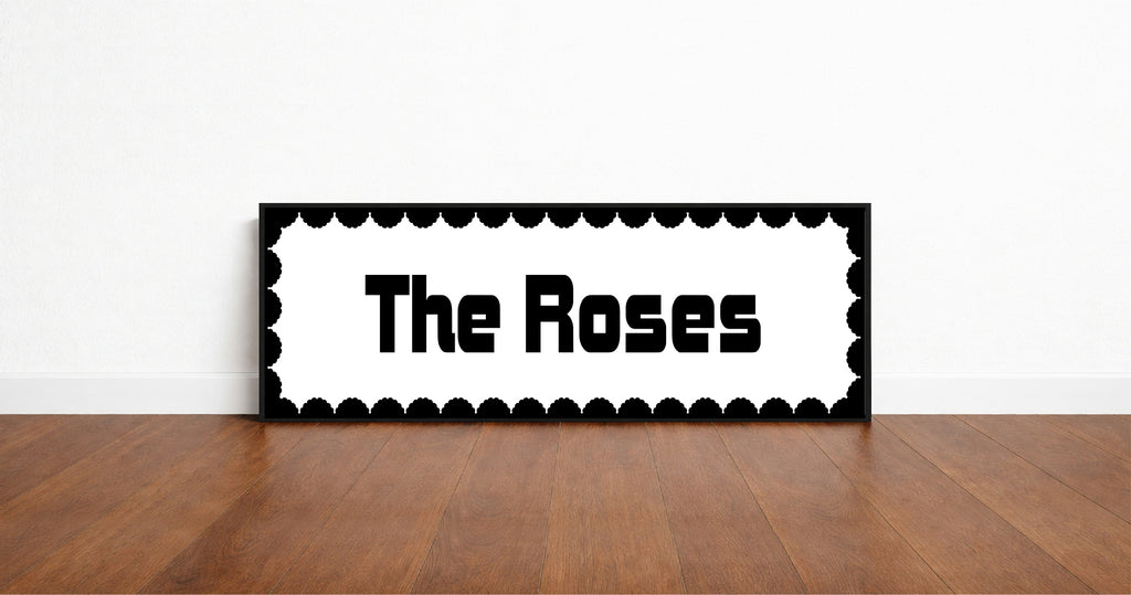 Custom Black Scalloped Border Panoramic Print | 16"x5" Sign | Numerous Colour Options