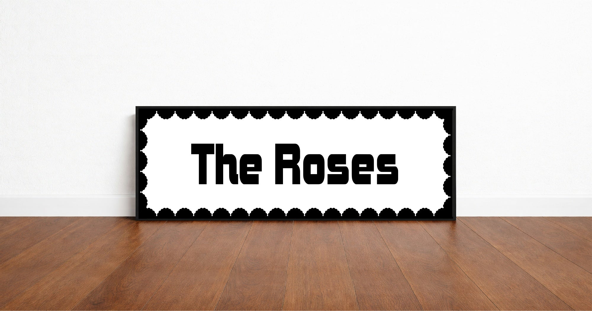 Custom Black Scalloped Border Panoramic Print | 16"x5" Sign | Numerous Colour Options