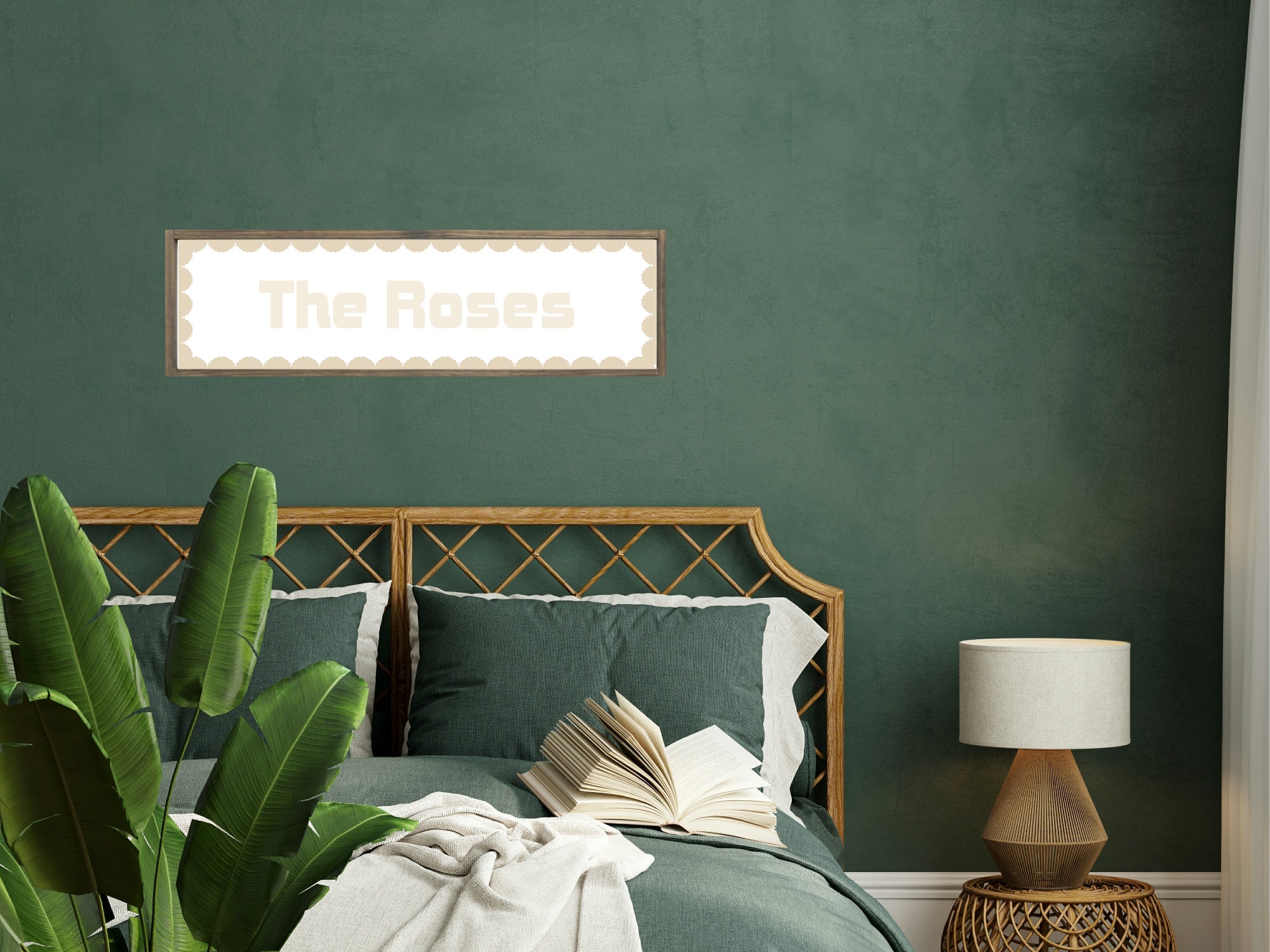 Custom Beige Scalloped Border Panoramic Print | 16"x5" Sign | Numerous Colour Options