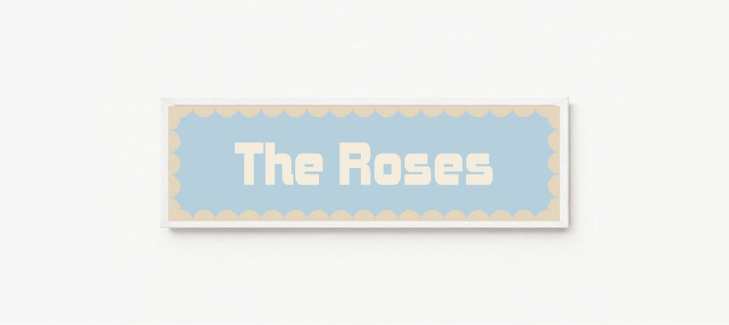 Custom Beige Scalloped Border Panoramic Print | 16"x5" Sign | Numerous Colour Options