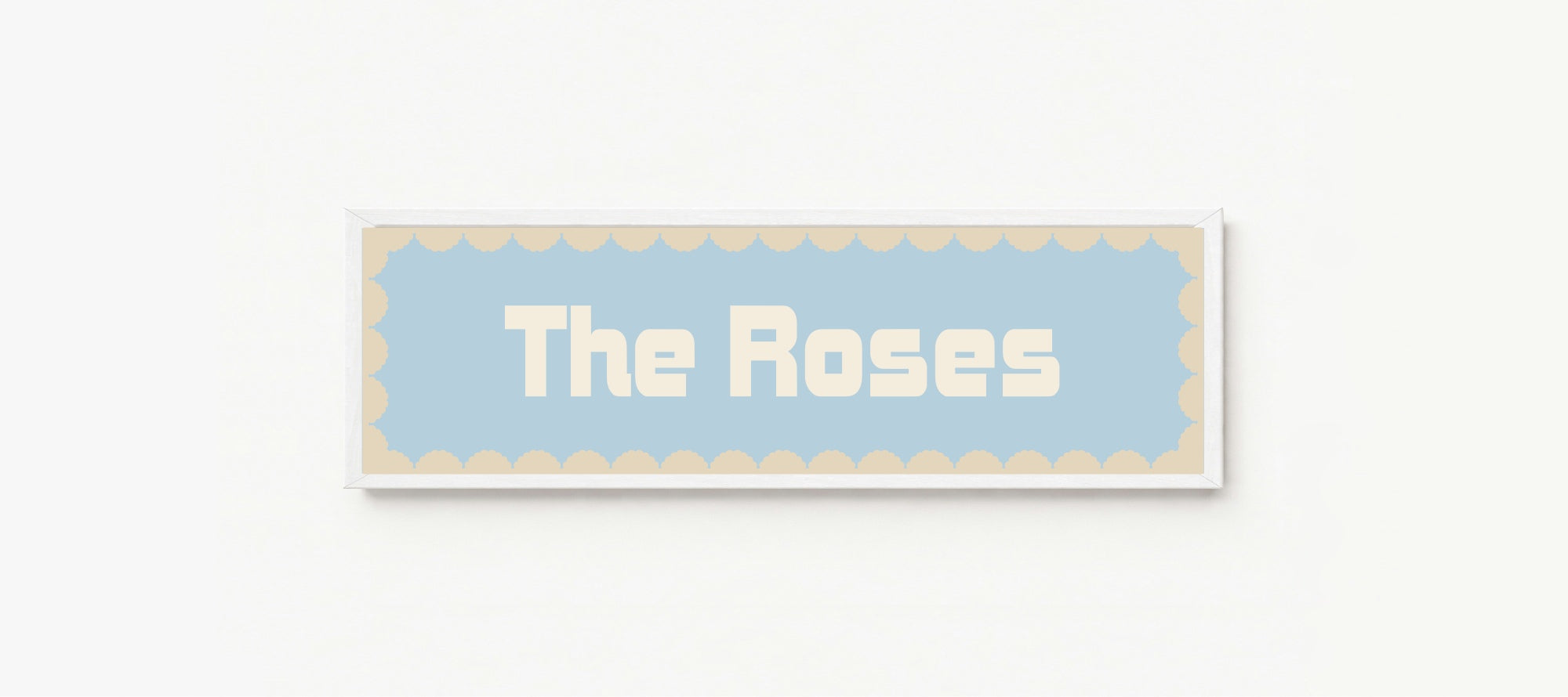 Custom Beige Scalloped Border Panoramic Print | 16"x5" Sign | Numerous Colour Options