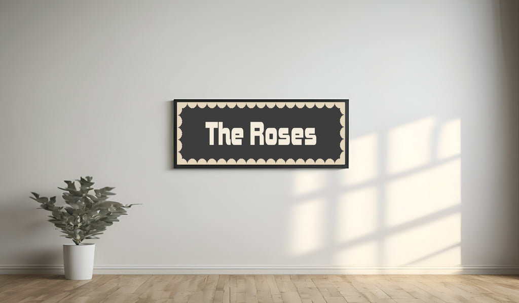 Custom Beige Scalloped Border Panoramic Print | 16"x5" Sign | Numerous Colour Options