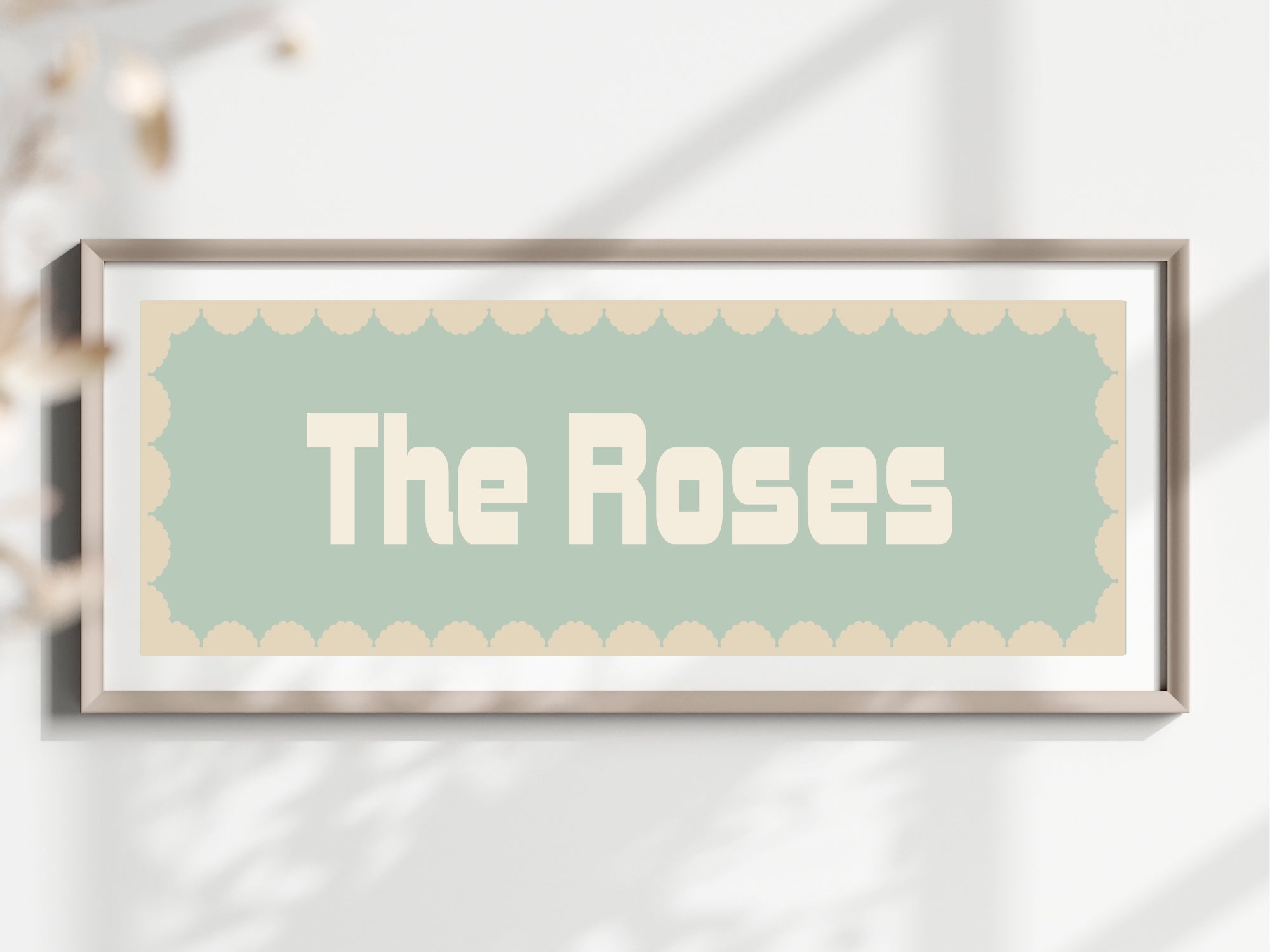 Custom Beige Scalloped Border Panoramic Print | 16"x5" Sign | Numerous Colour Options