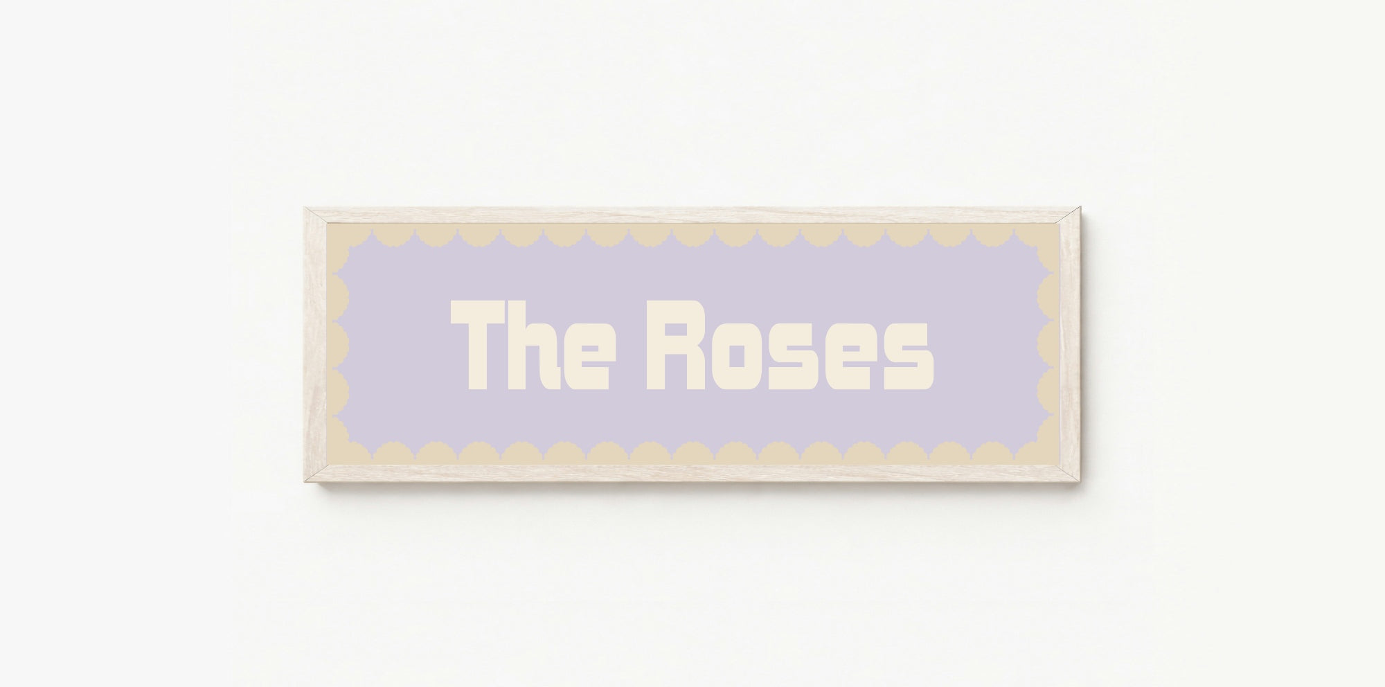 Custom Beige Scalloped Border Panoramic Print | 16"x5" Sign | Numerous Colour Options