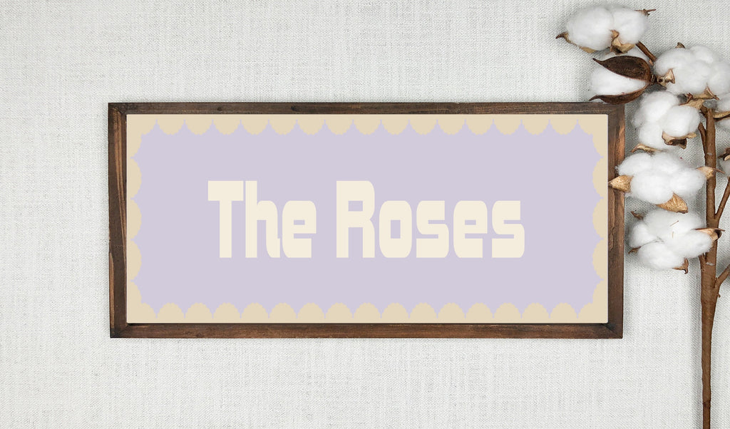 Custom Beige Scalloped Border Panoramic Print | 16"x5" Sign | Numerous Colour Options