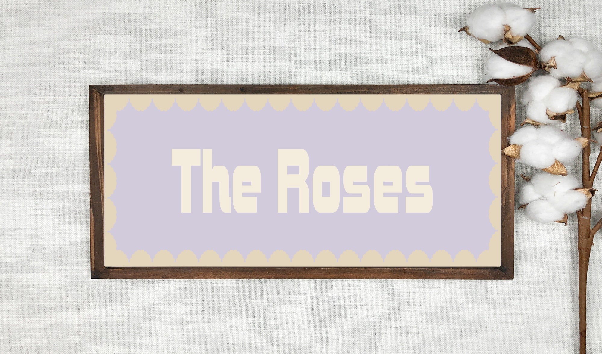 Custom Beige Scalloped Border Panoramic Print | 16"x5" Sign | Numerous Colour Options