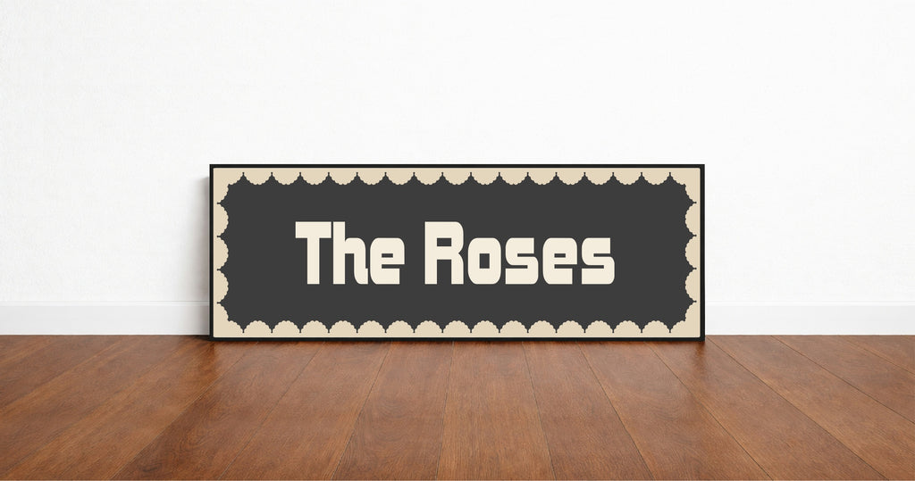 Custom Beige Scalloped Border Panoramic Print | 16"x5" Sign | Numerous Colour Options