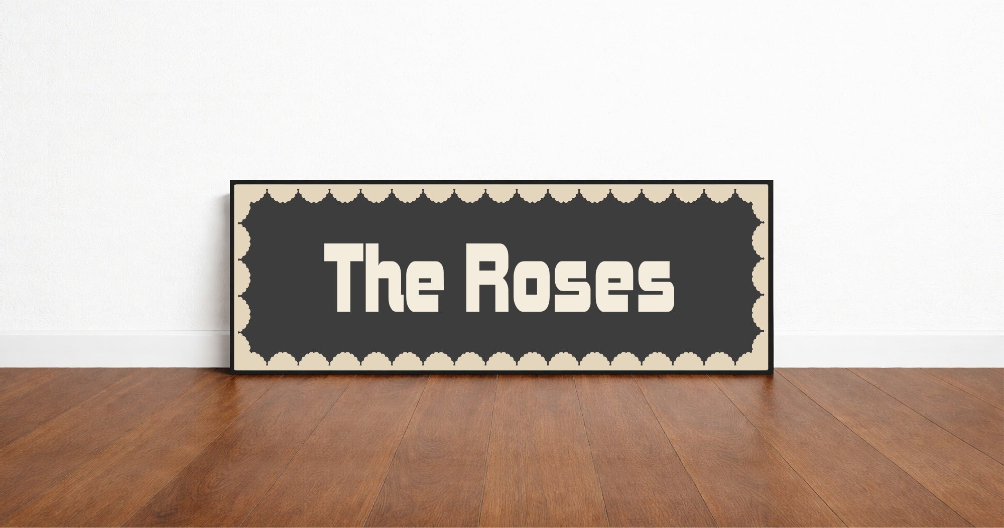 Custom Beige Scalloped Border Panoramic Print | 16"x5" Sign | Numerous Colour Options