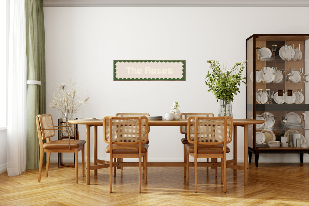 Custom Green Scalloped Border Panoramic Print | 16"x5" Sign | Numerous Colour Options