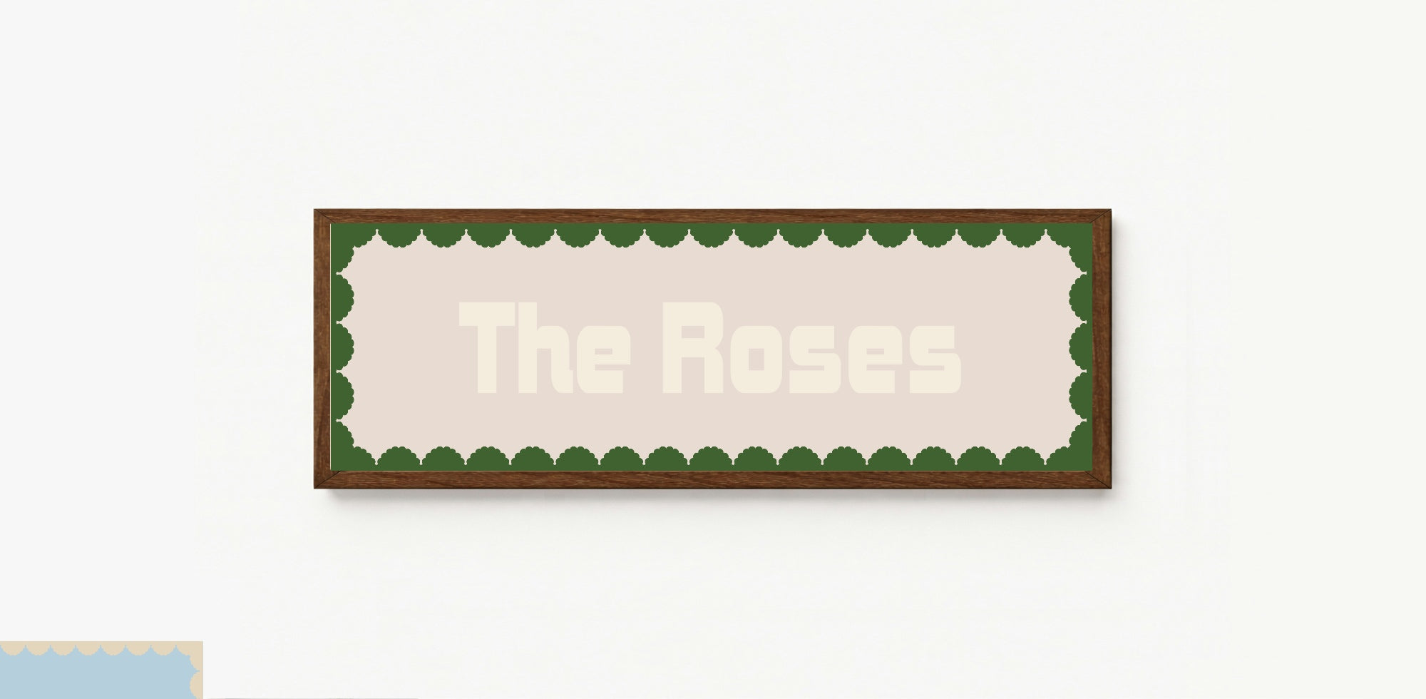 Custom Green Scalloped Border Panoramic Print | 16"x5" Sign | Numerous Colour Options