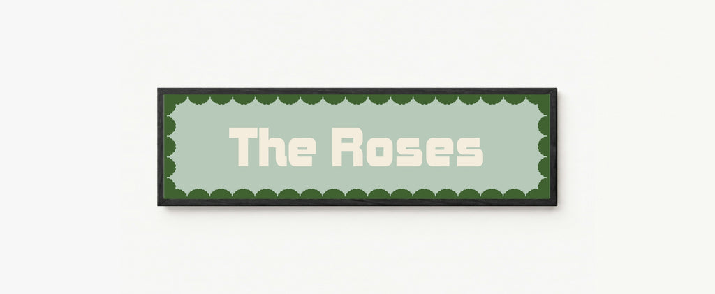 Custom Green Scalloped Border Panoramic Print | 16"x5" Sign | Numerous Colour Options