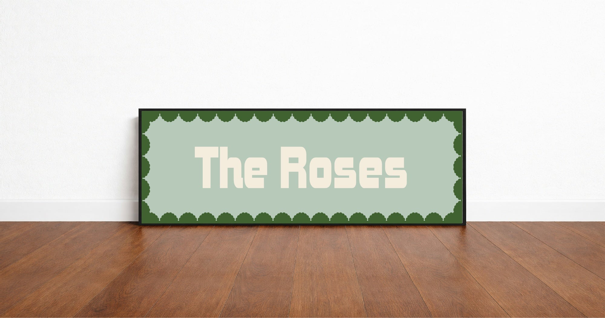 Custom Green Scalloped Border Panoramic Print | 16"x5" Sign | Numerous Colour Options