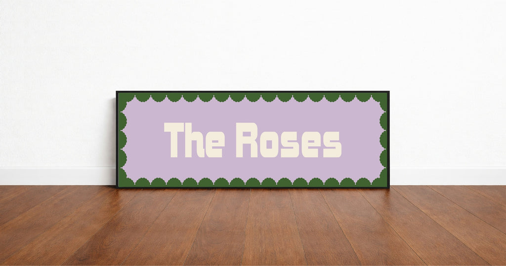 Custom Green Scalloped Border Panoramic Print | 16"x5" Sign | Numerous Colour Options