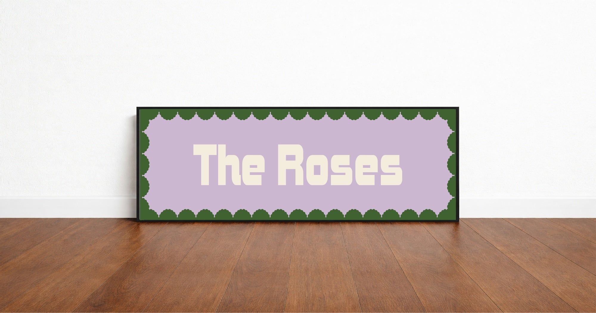 Custom Green Scalloped Border Panoramic Print | 16"x5" Sign | Numerous Colour Options