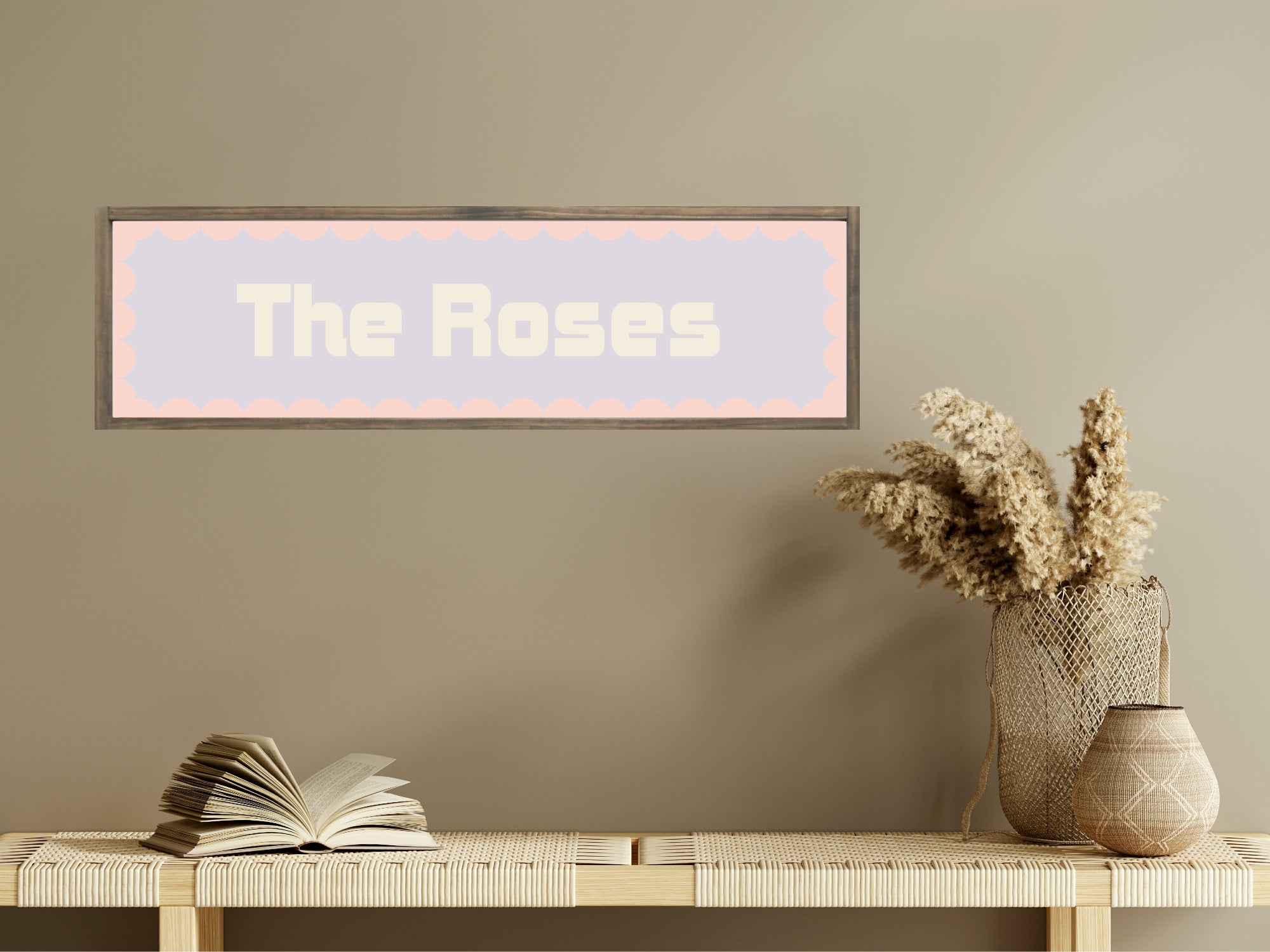Custom Pink Scalloped Border Panoramic Print | 16"x5" Sign | Numerous Colour Options